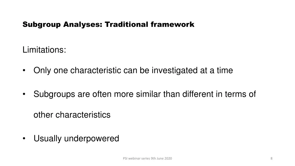 subgroup analyses traditional framework 1