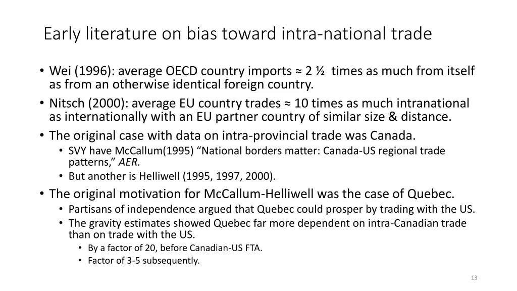 early literature on bias toward intra national