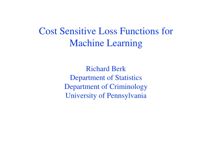 cost sensitive loss functions for machine learning