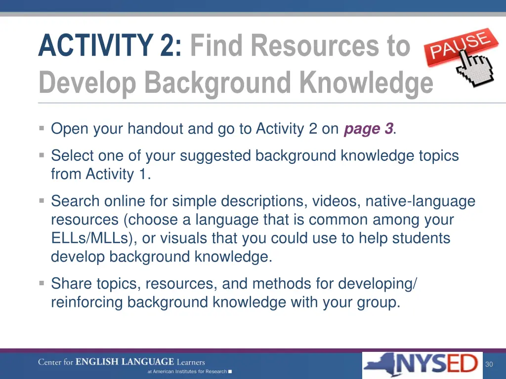 activity 2 find resources to develop background