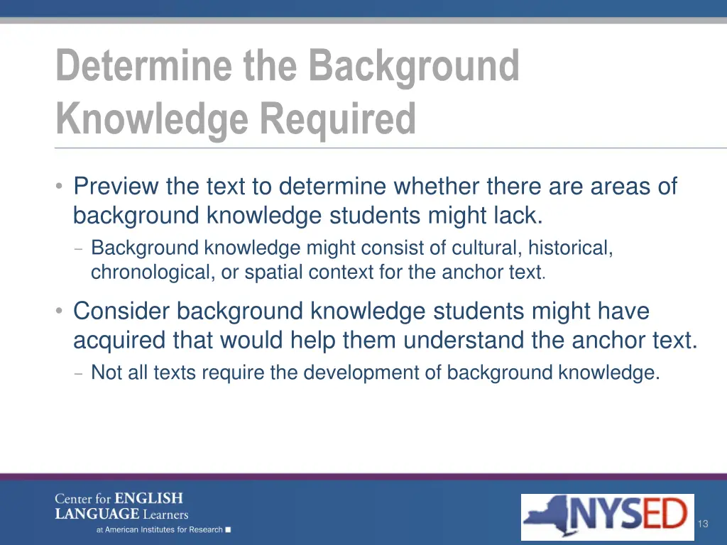 determine the background knowledge required 1