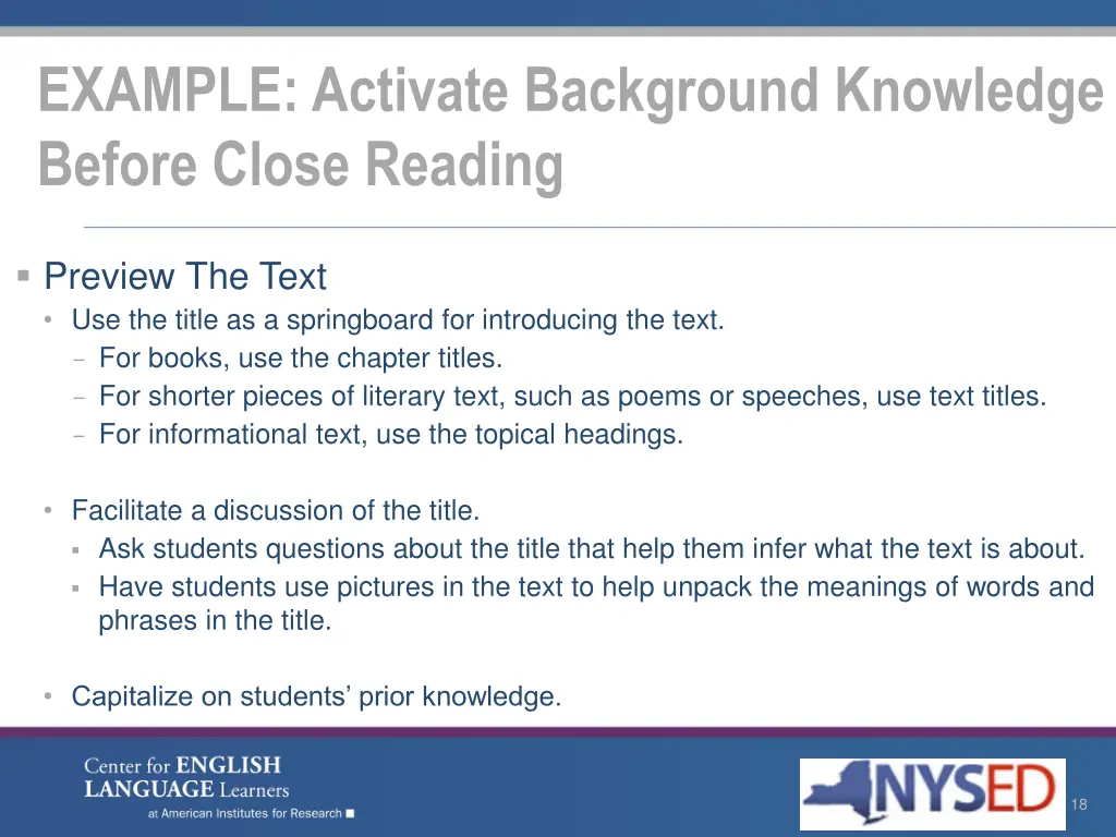 example activate background knowledge before