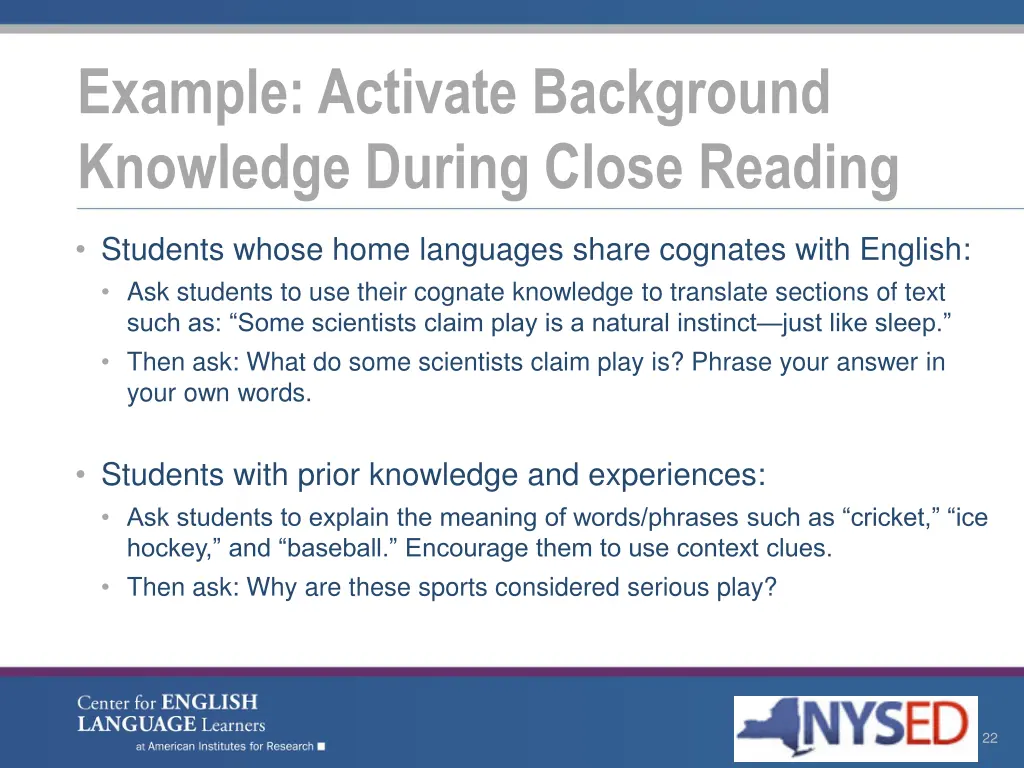 example activate background knowledge during