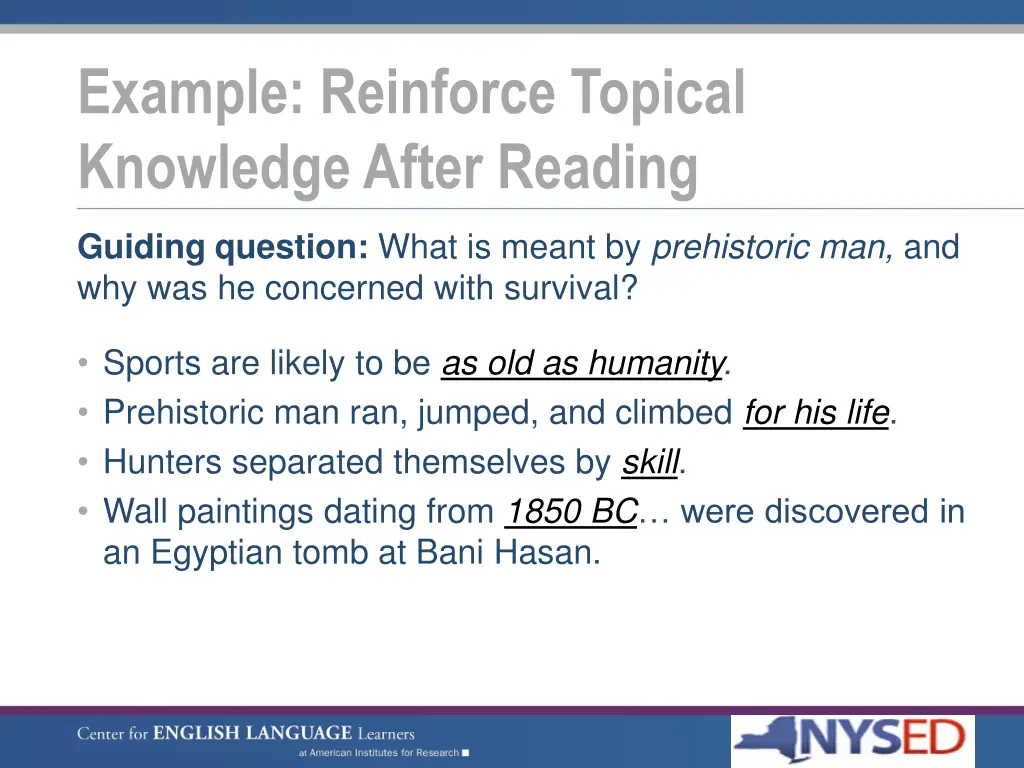 example reinforce topical knowledge after reading