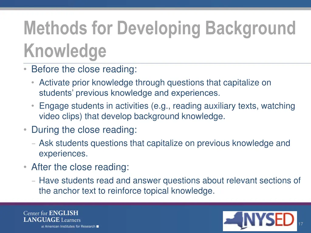 methods for developing background knowledge 2