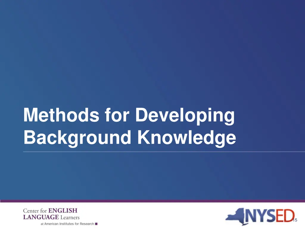 methods for developing background knowledge