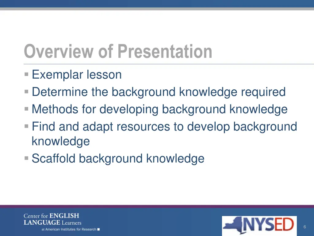 overview of presentation