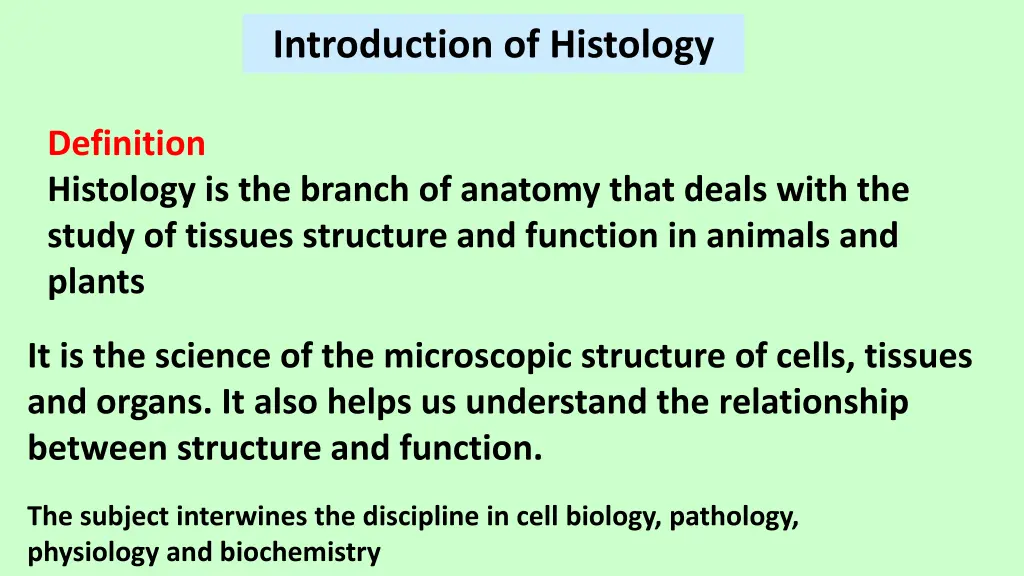 introduction of histology