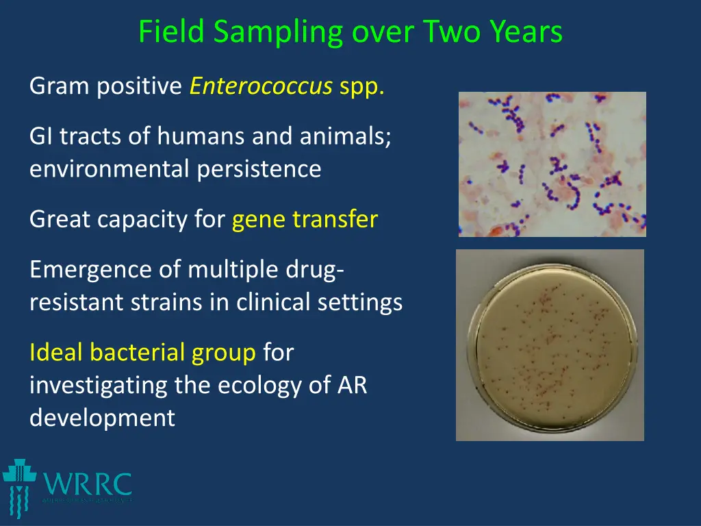 field sampling over two years 1