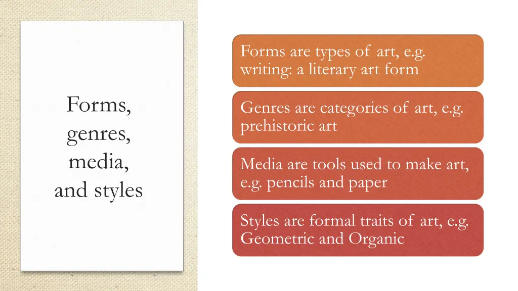 forms are types of art e g writing a literary