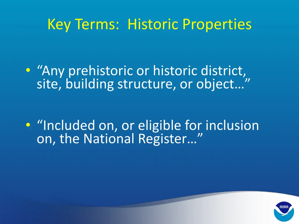 key terms historic properties