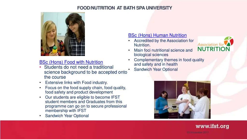 food nutrition at bath spa university