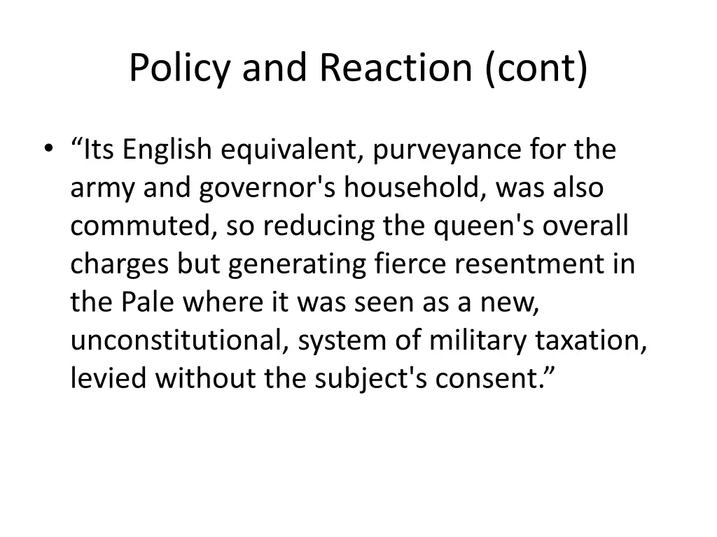 policy and reaction cont