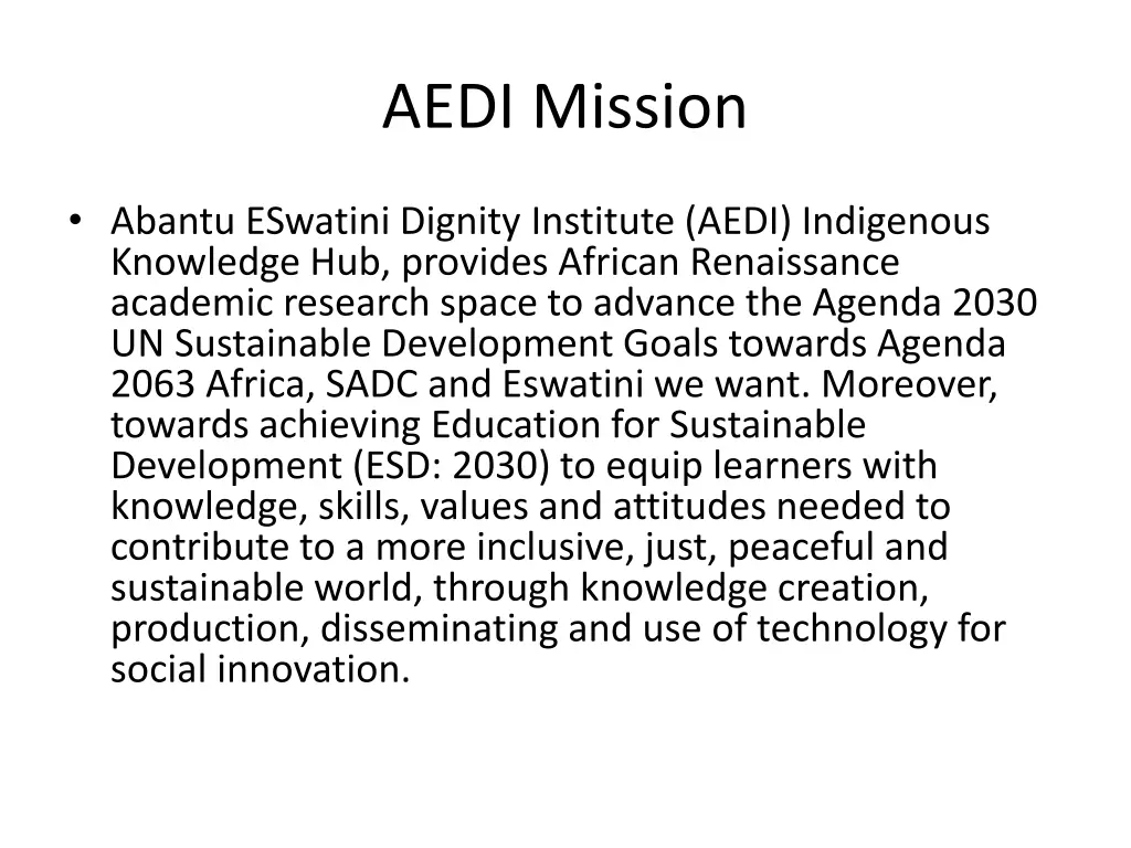 aedi mission