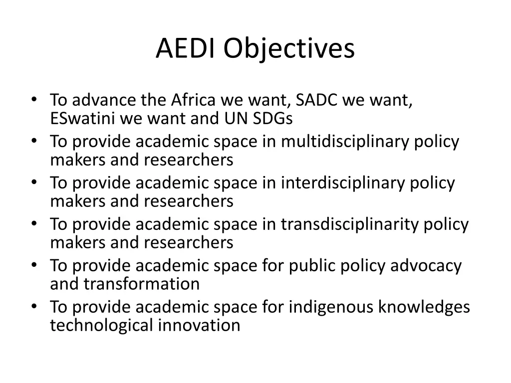 aedi objectives