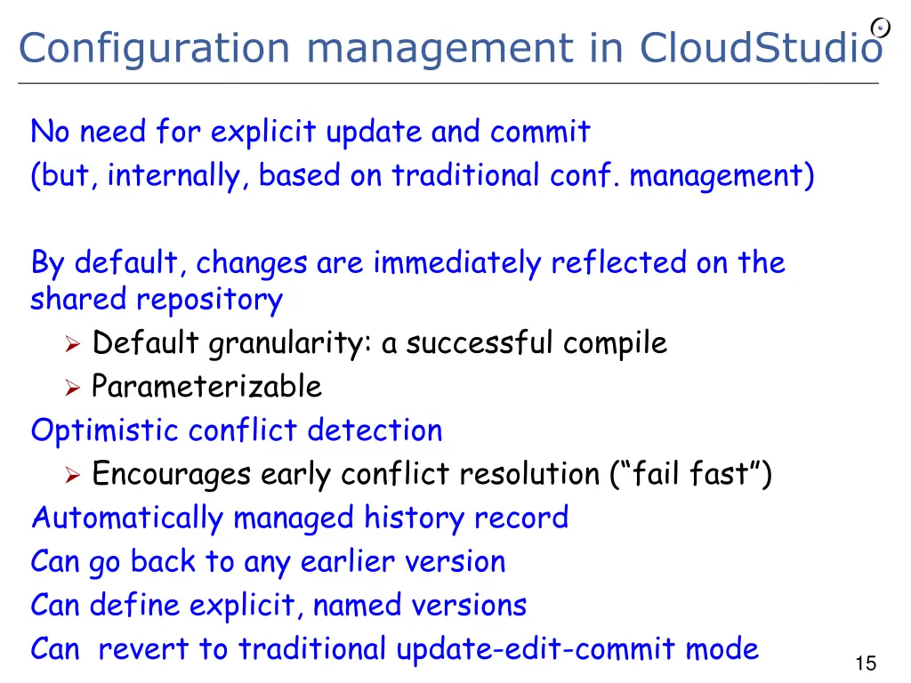 configuration management in cloudstudio