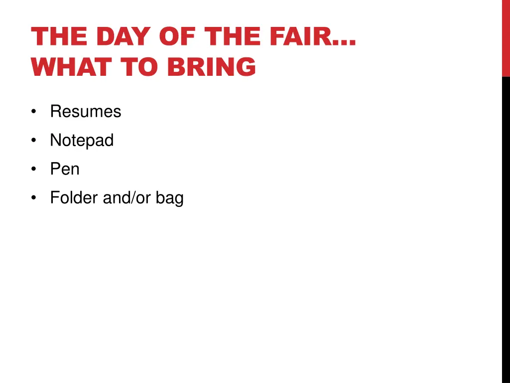 the day of the fair what to bring