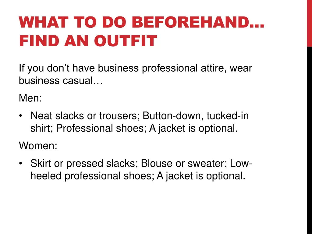 what to do beforehand find an outfit 1