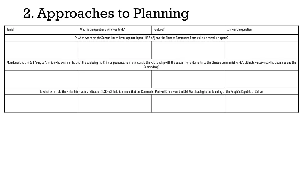 2 approaches to planning 1