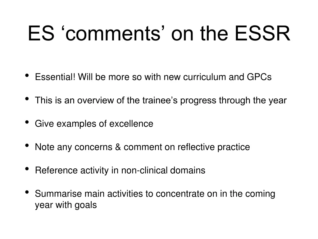 es comments on the essr