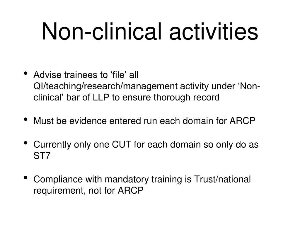 non clinical activities