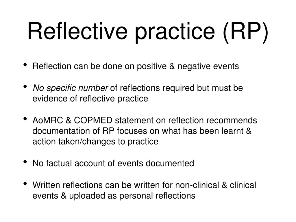 reflective practice rp