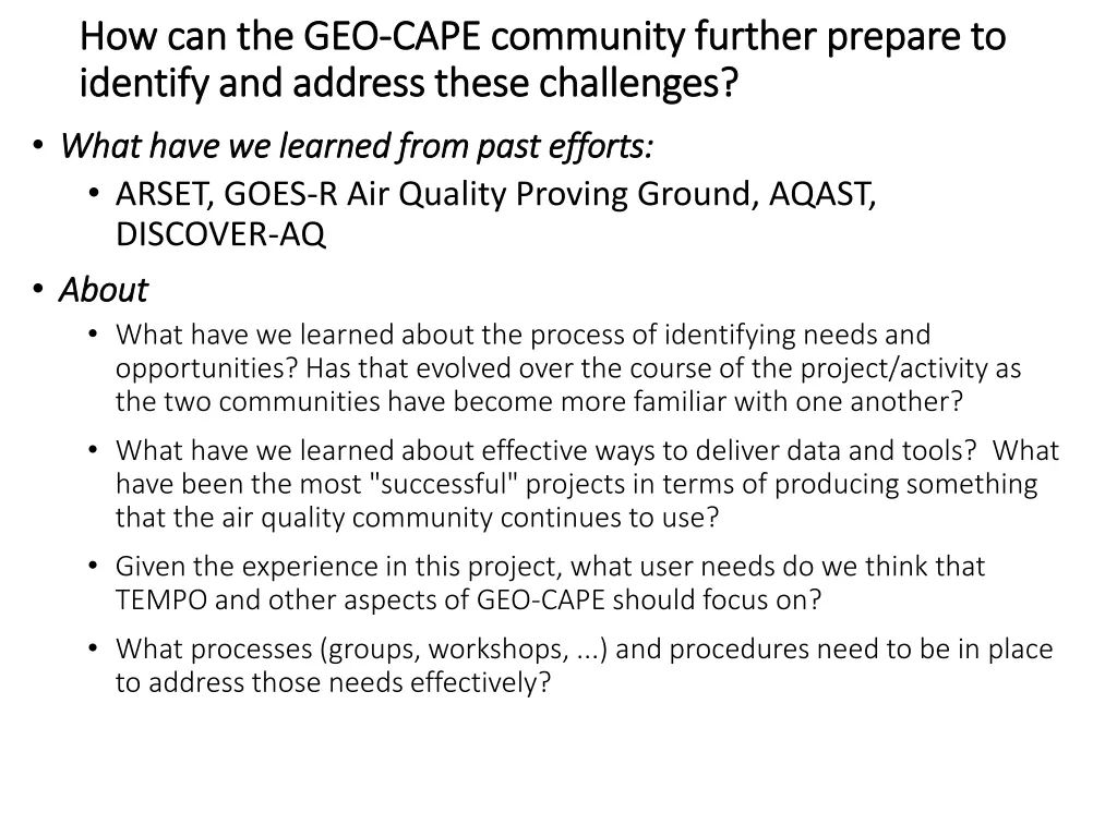 how can the geo how can the geo cape community