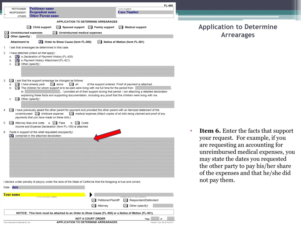 application to determine arrearages 2