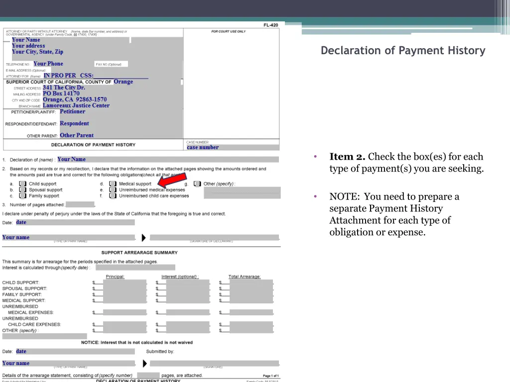 declaration of payment history 1