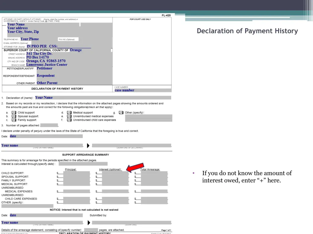 declaration of payment history 5