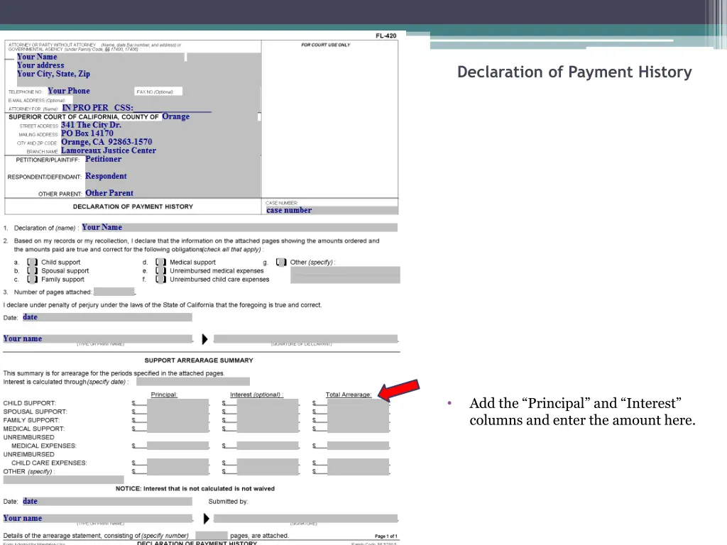 declaration of payment history 6