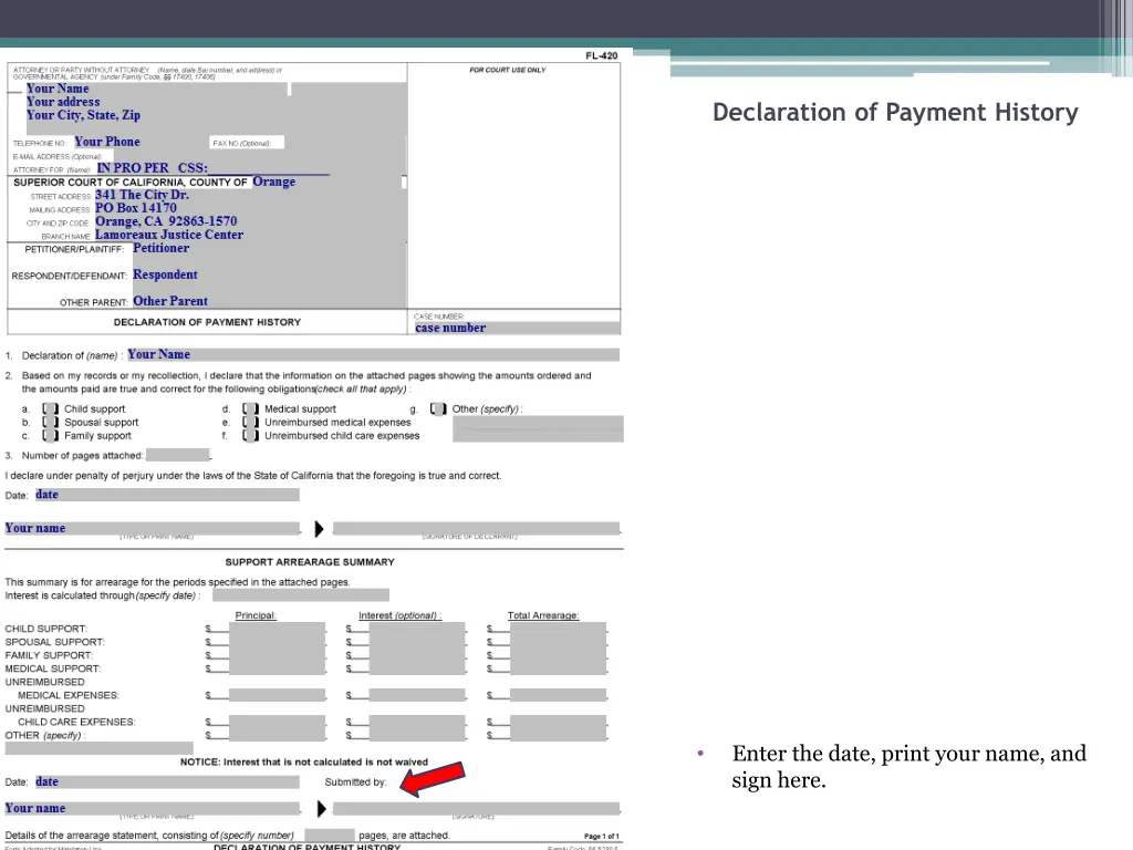 declaration of payment history 7