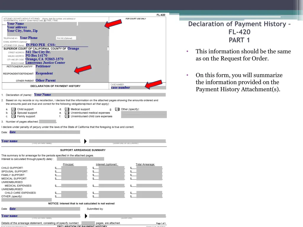 declaration of payment history fl 420 part 1