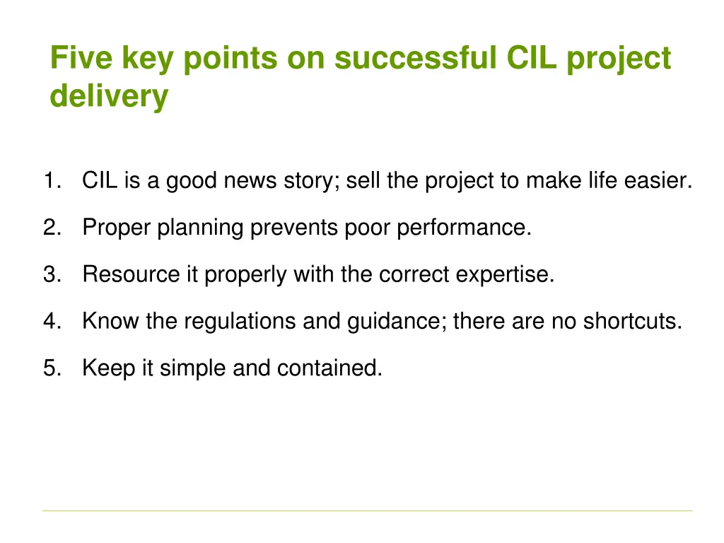 five key points on successful cil project delivery