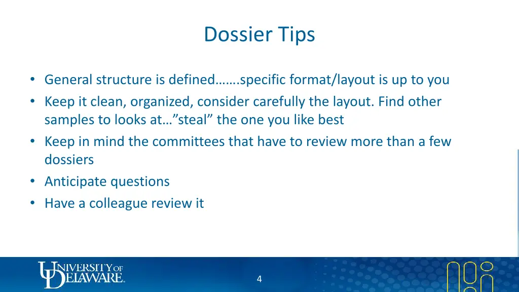 dossier tips