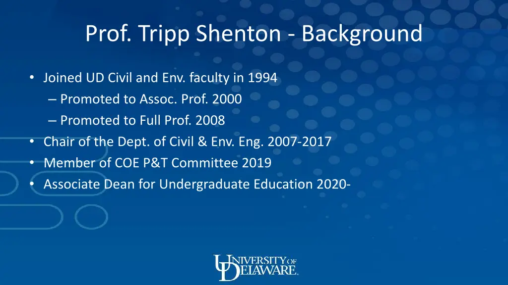 prof tripp shenton background