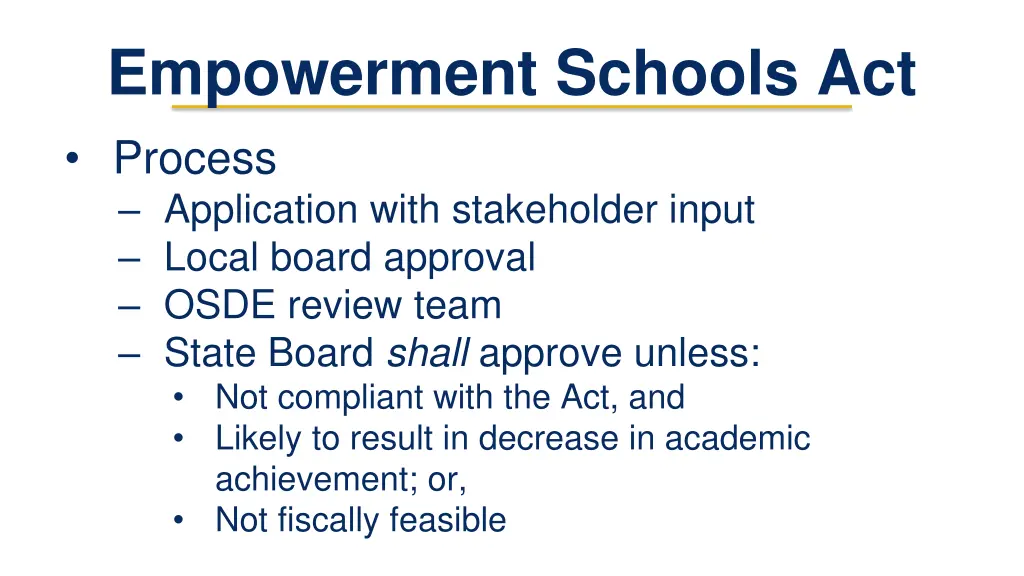 empowerment schools act process application with