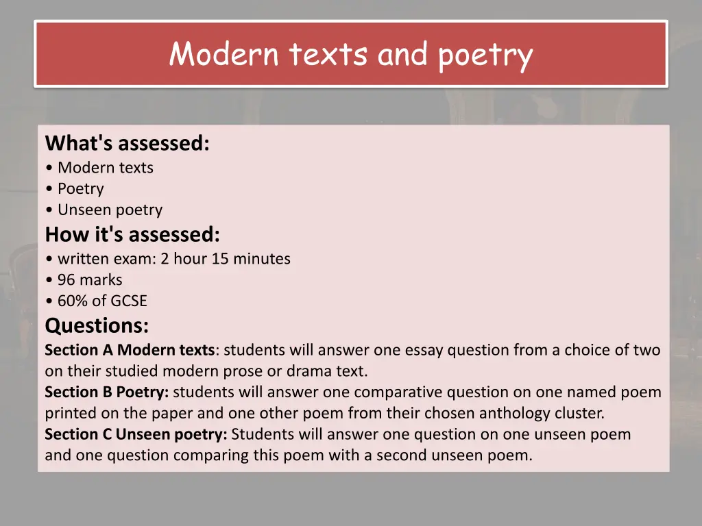 modern texts and poetry