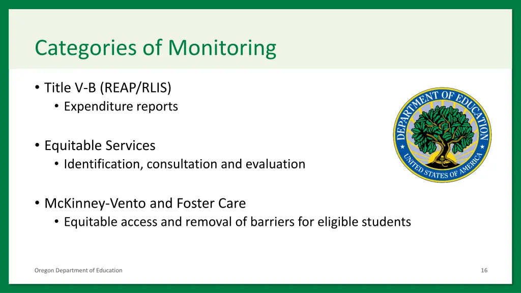 categories of monitoring 1