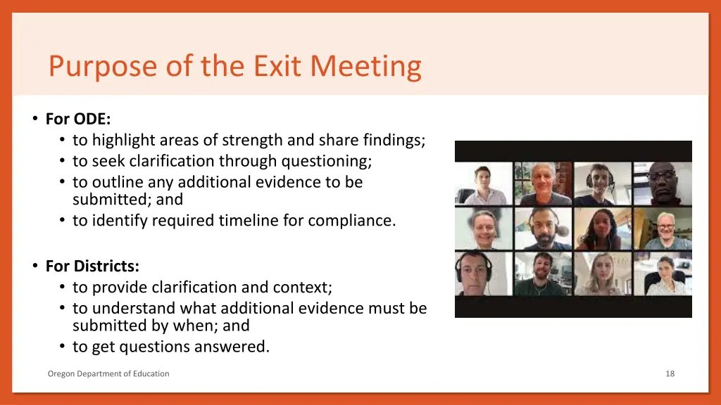 purpose of the exit meeting