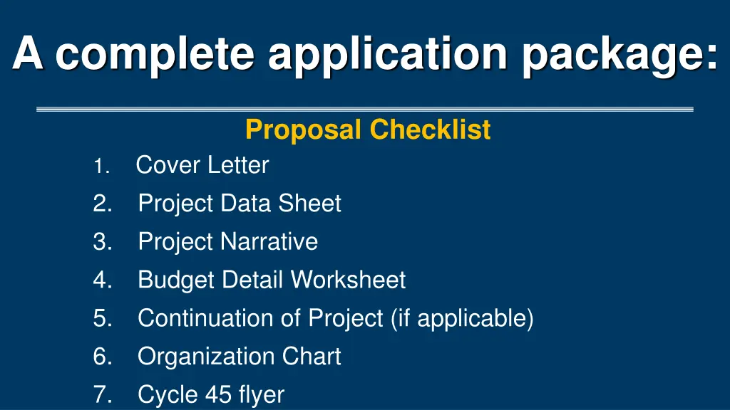 a complete application package