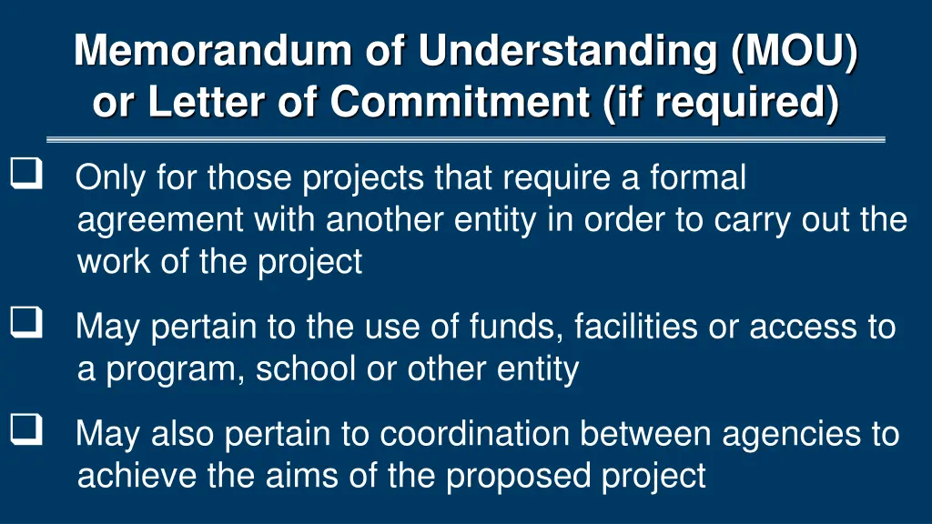 memorandum of understanding mou or letter