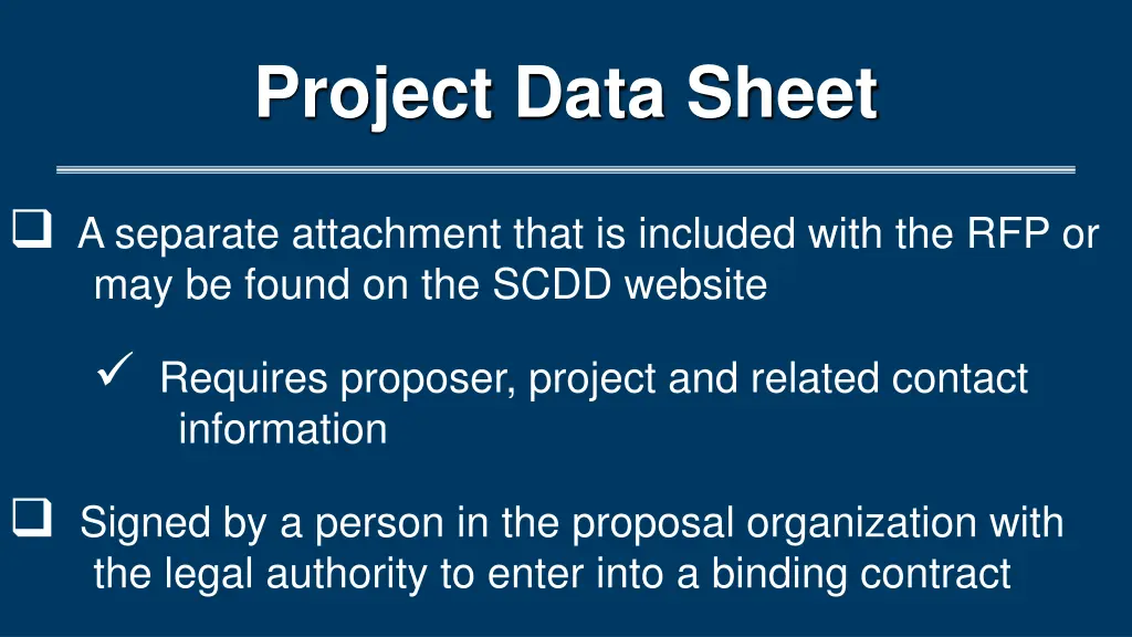 project data sheet