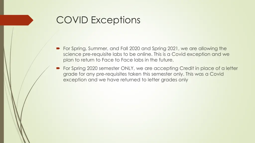 covid exceptions