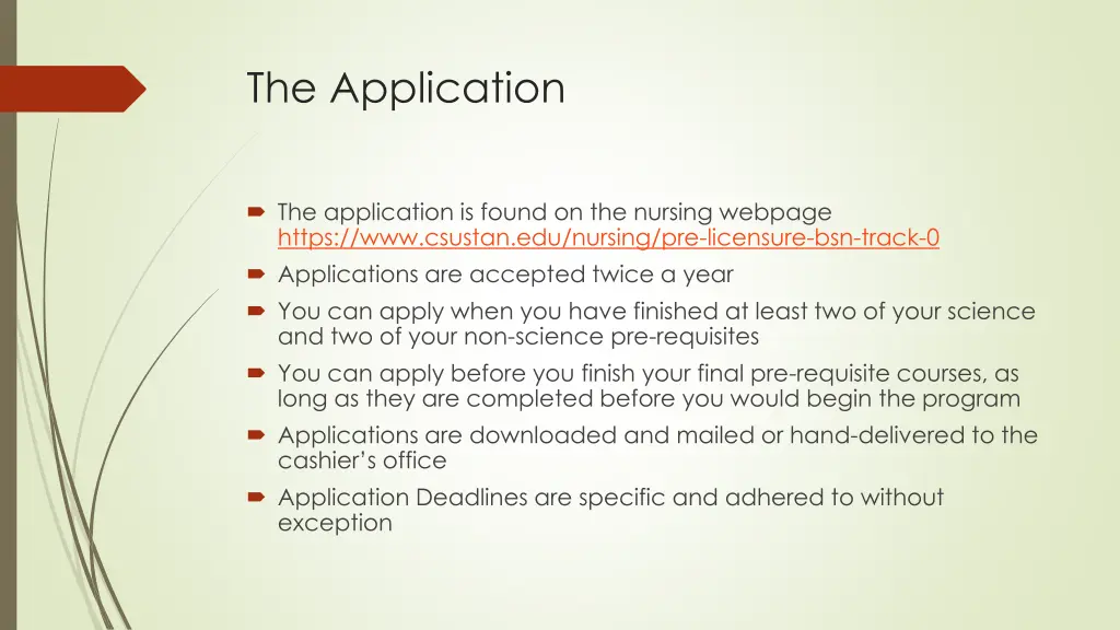 the application