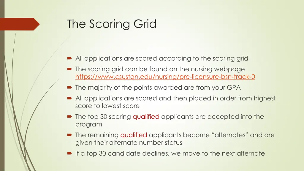 the scoring grid