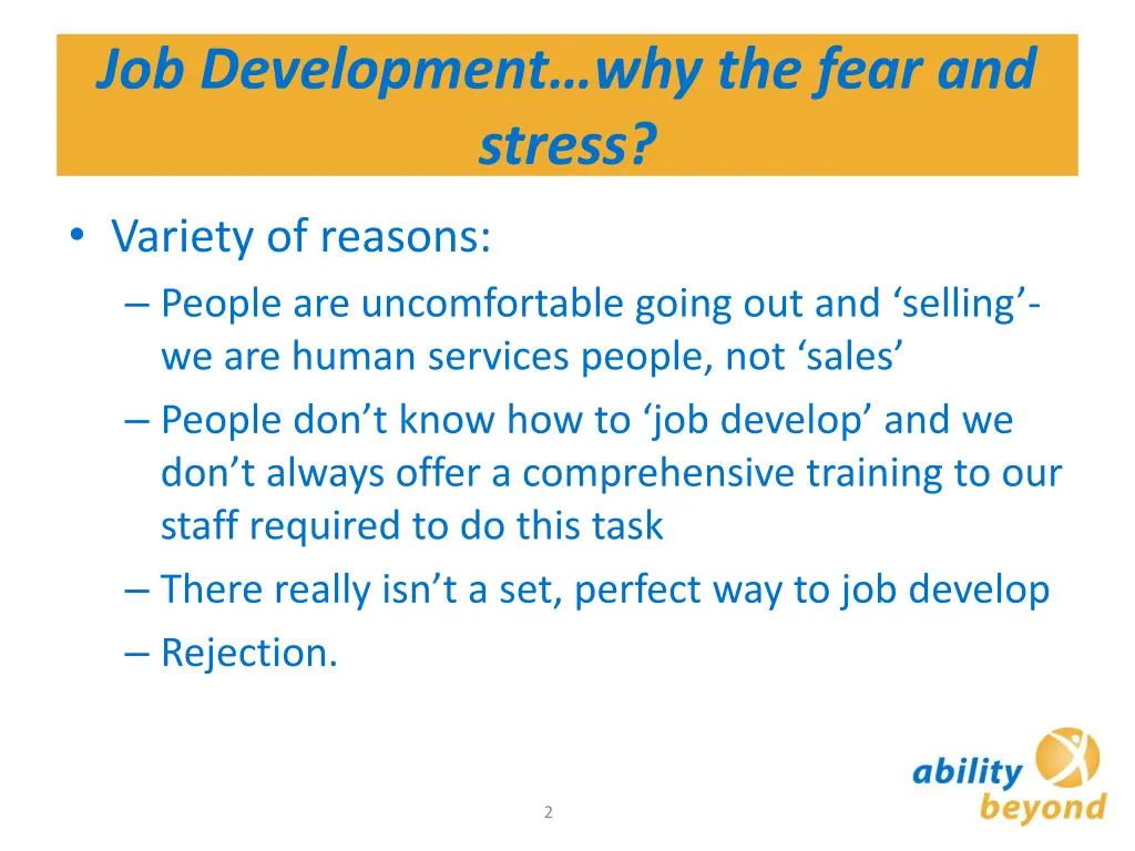 job development why the fear and stress