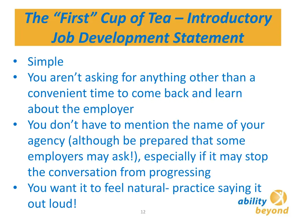 the first cup of tea introductory job development 3