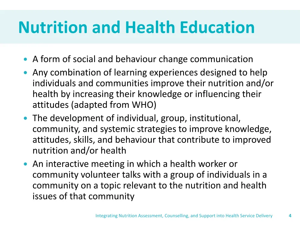 nutrition and health education