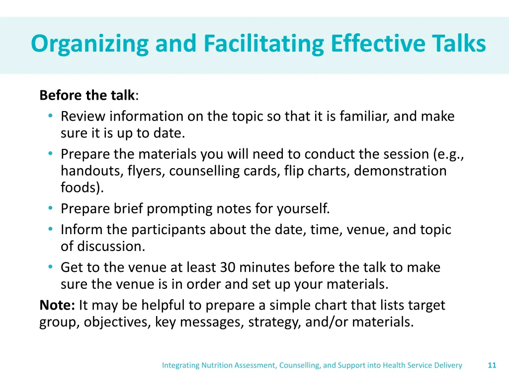 organizing and facilitating effective talks 1